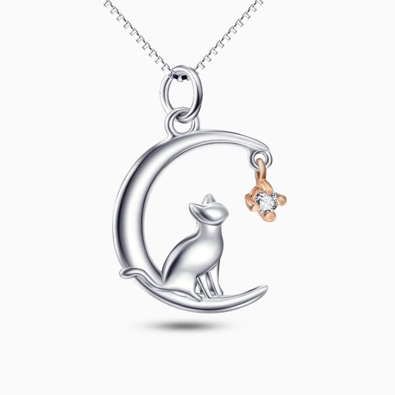 Adored Cat On The Moon Necklace - ShopLorca