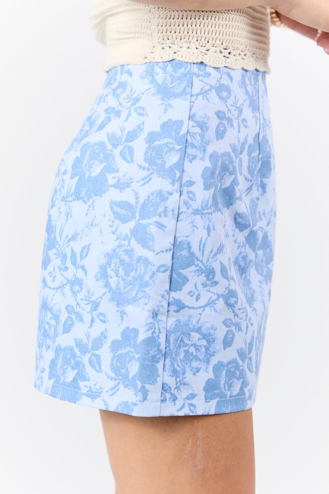 Believe Me Blue A - Line Floral Mini Skort SALE - ShopLorca