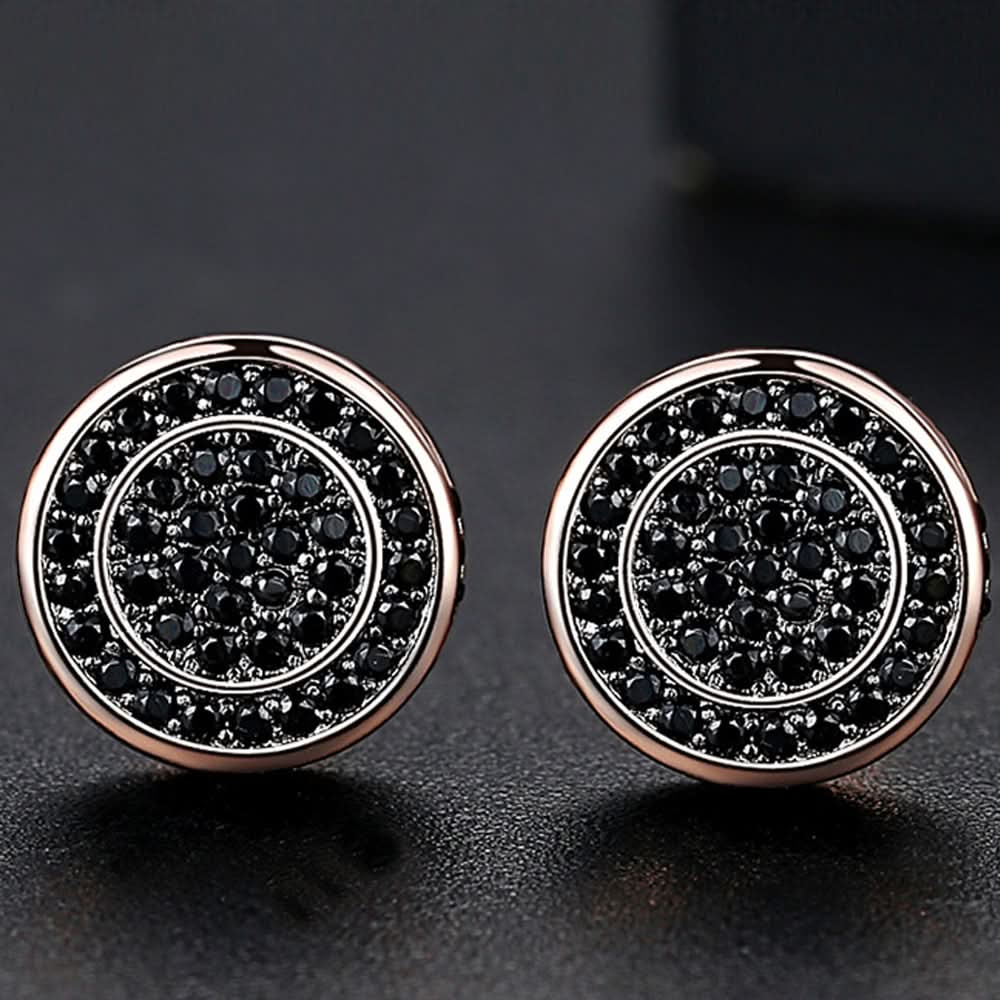 Black Rose Circle Stud Earrings - ShopLorca