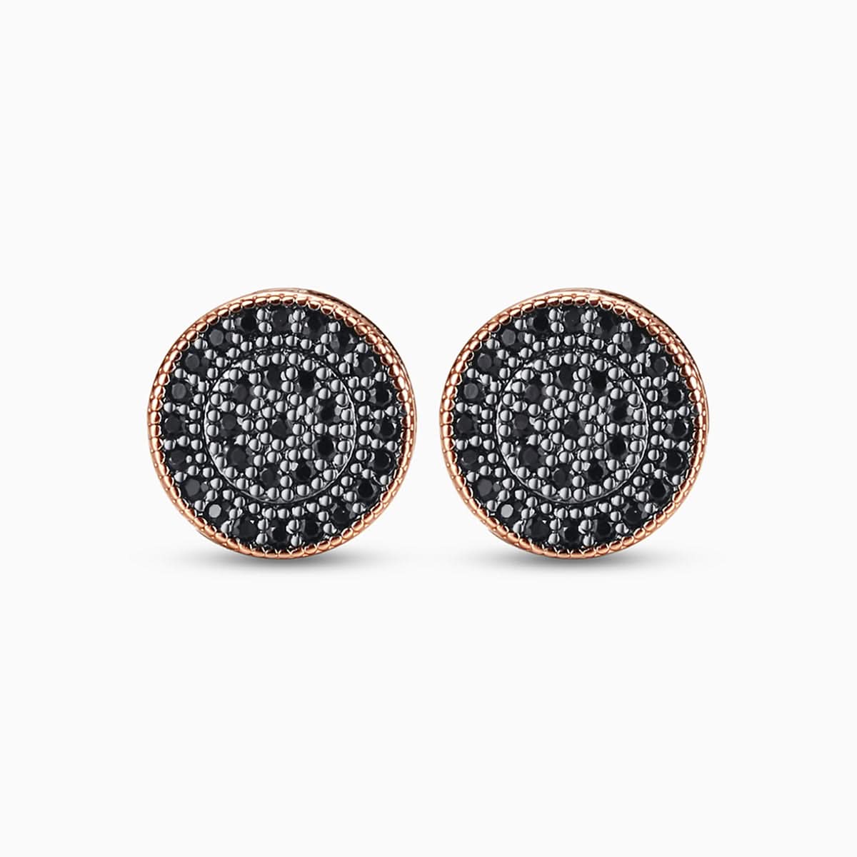 Black Rose Circle Stud Earrings - ShopLorca