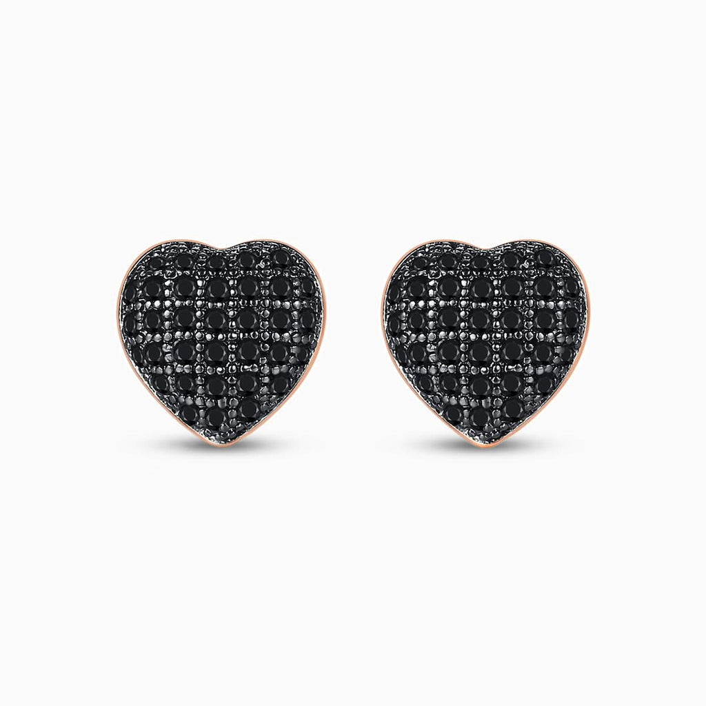 Black Rose Heart Stud Earrings - ShopLorca