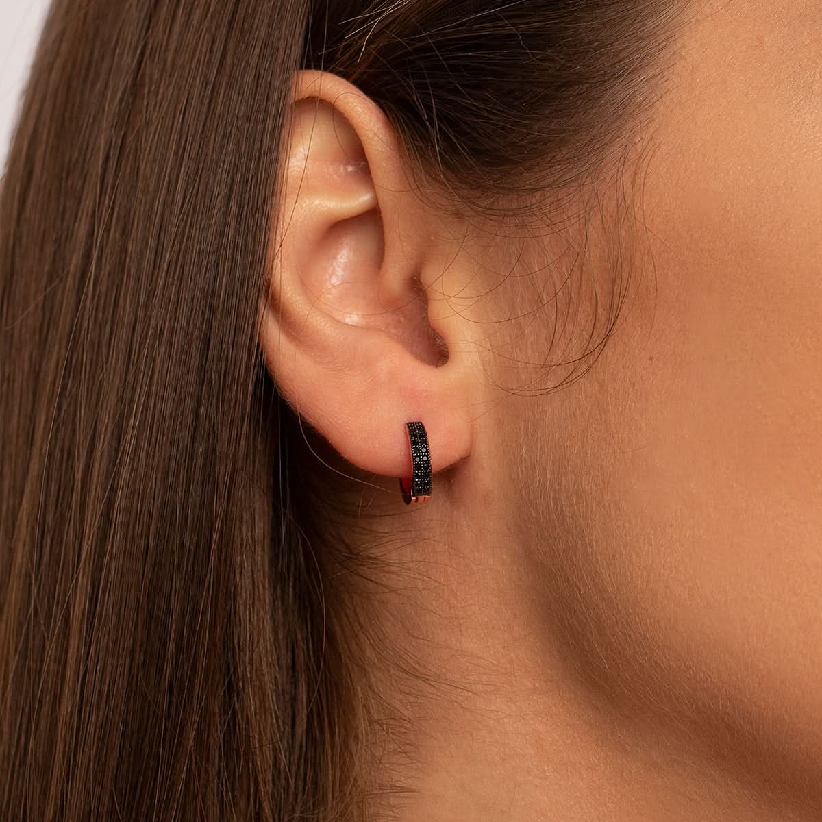 Black Rose Huggie Earrings - ShopLorca
