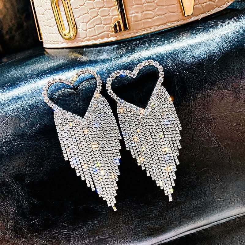Brilliant Heart Tassel Earrings - ShopLorca