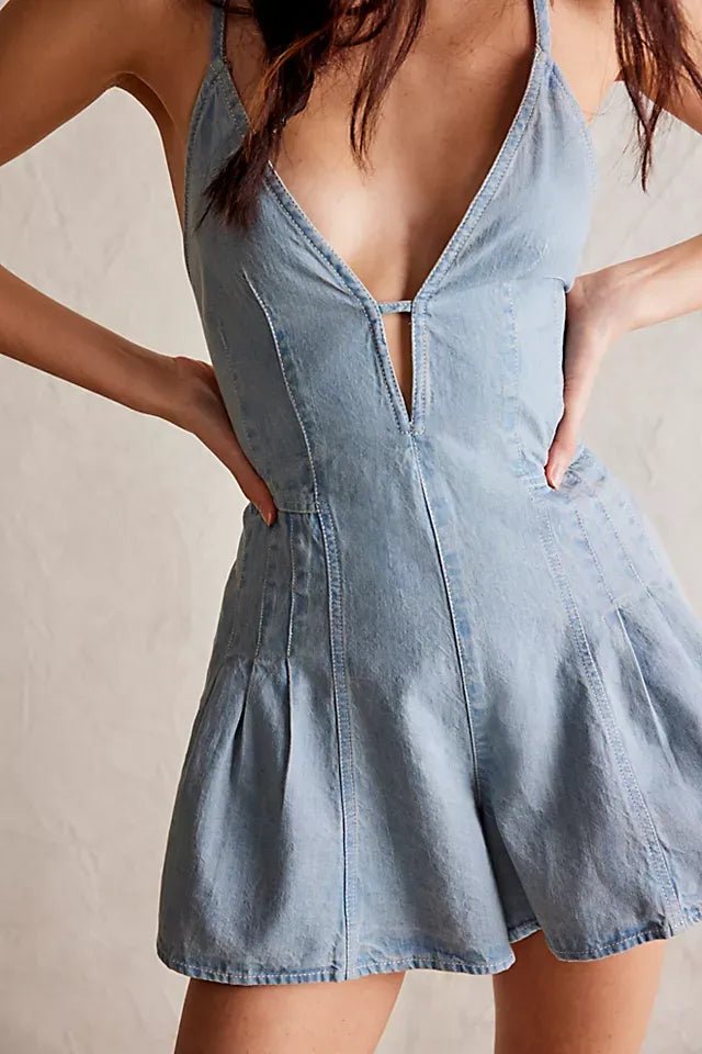 Dazed Denim Romper - ShopLorca