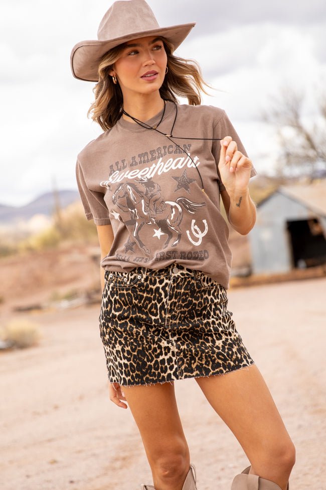 Fierce Frequency Leopard Denim Mini Skirt - ShopLorca