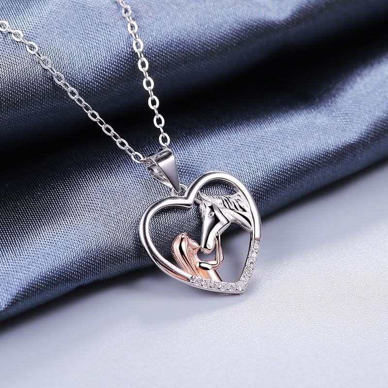 Girl And Horse Heart Necklace - ShopLorca