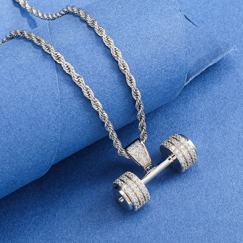 Iced Dumbbell Necklace - ShopLorca