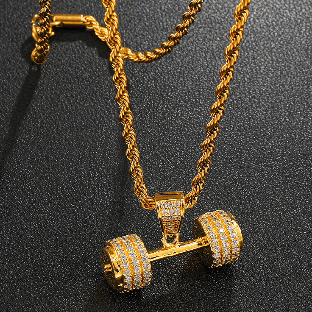 Iced Dumbbell Necklace - ShopLorca