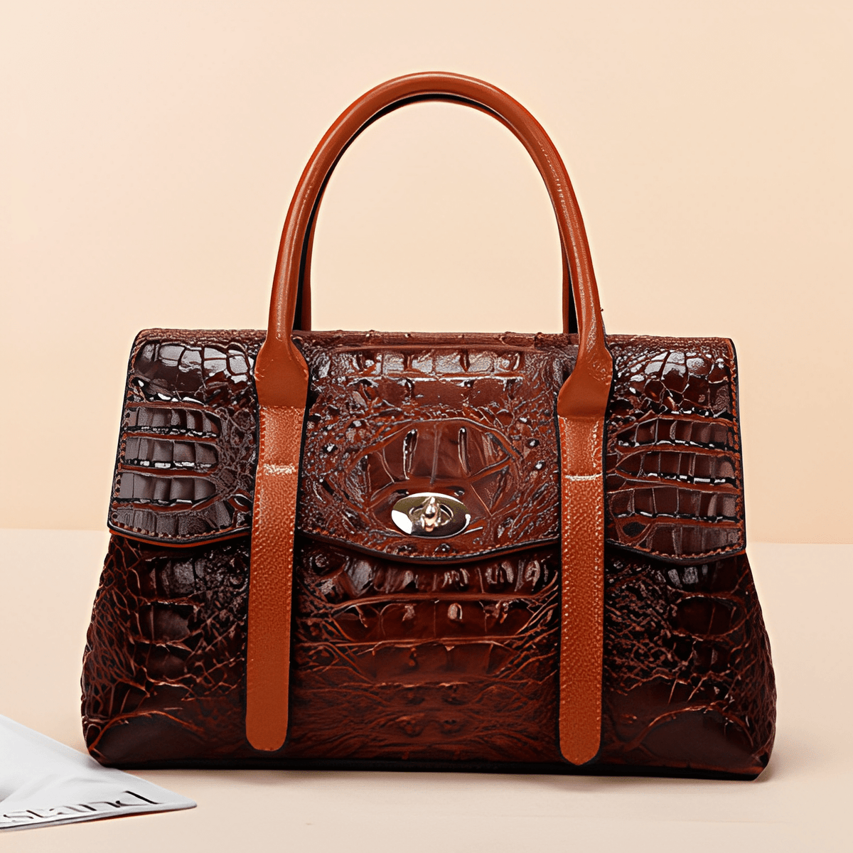 Leocadia Crocodile Pattern Medium Tote Bag - ShopLorca