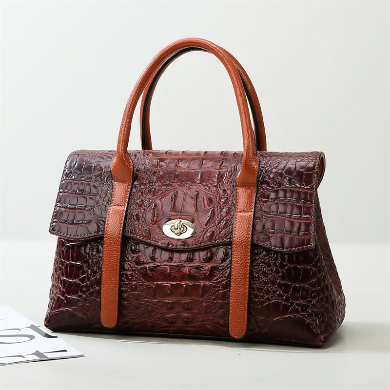 Leocadia Crocodile Pattern Medium Tote Bag - ShopLorca