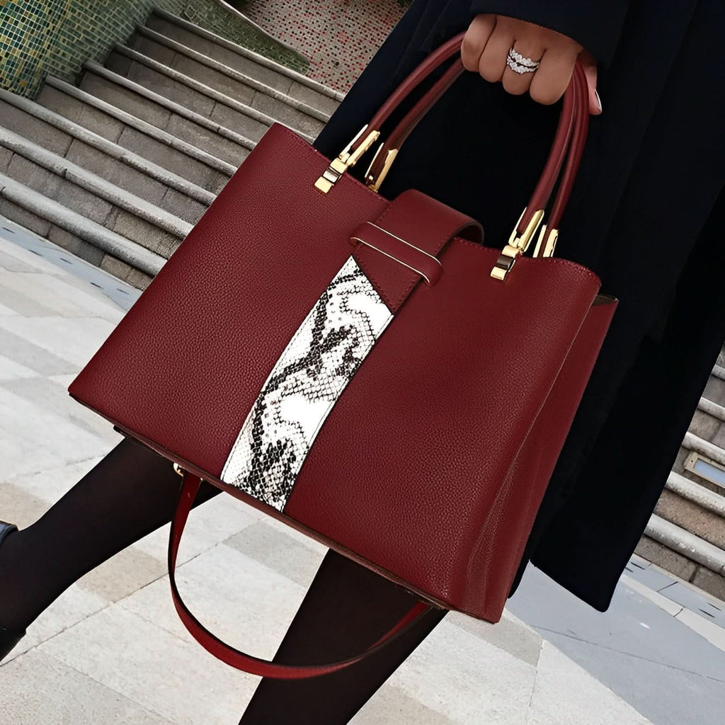 Marie Snake Skin Textured Medium Tote Bag - ShopLorca