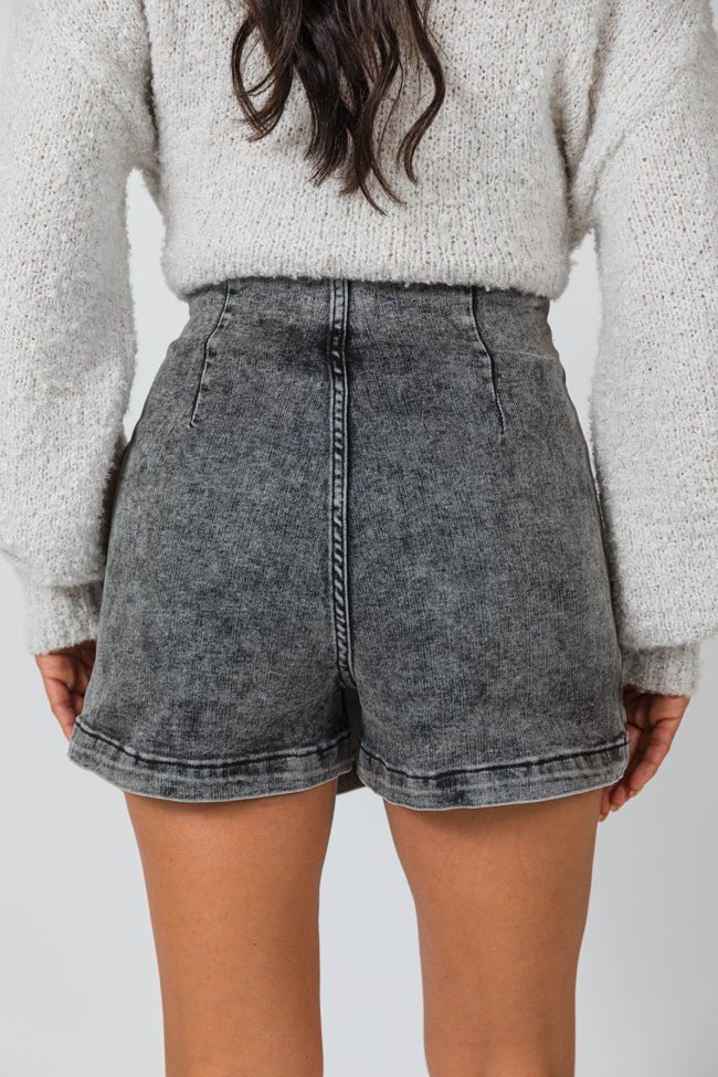 My Favorite Black Acid Wash Denim Skort - ShopLorca