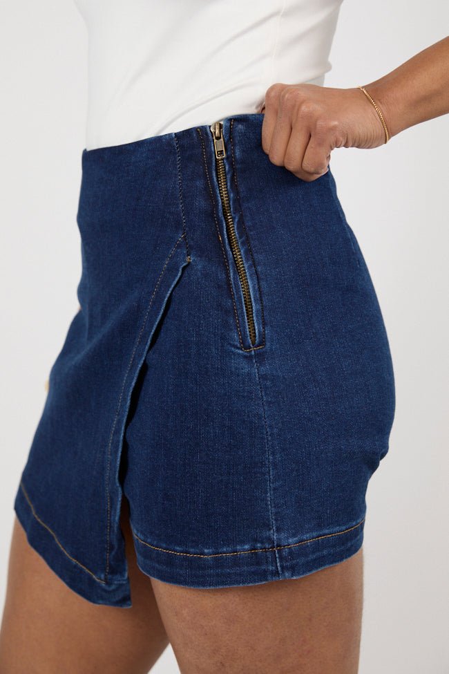 My Favorite Dark Wash Denim Skort - ShopLorca
