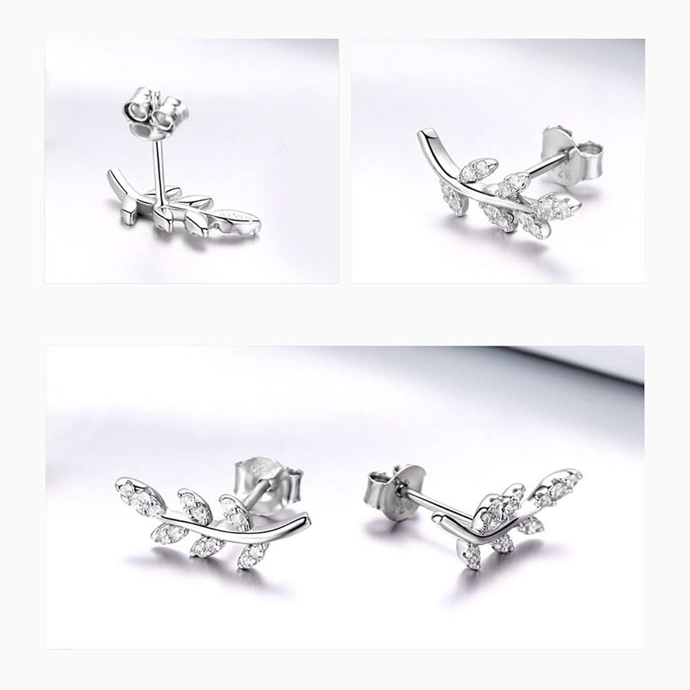 Sparkling Leaf Stud Earrings - ShopLorca