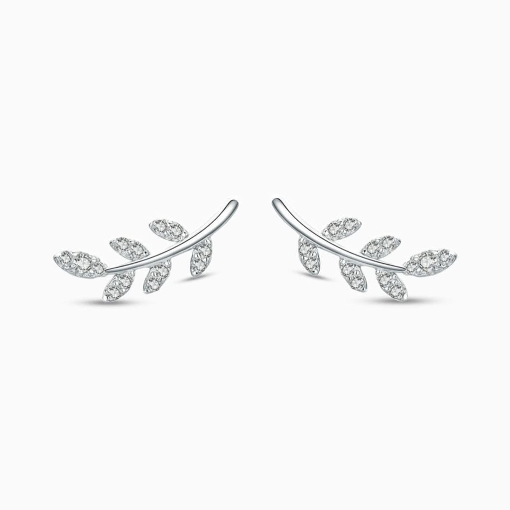 Sparkling Leaf Stud Earrings - ShopLorca