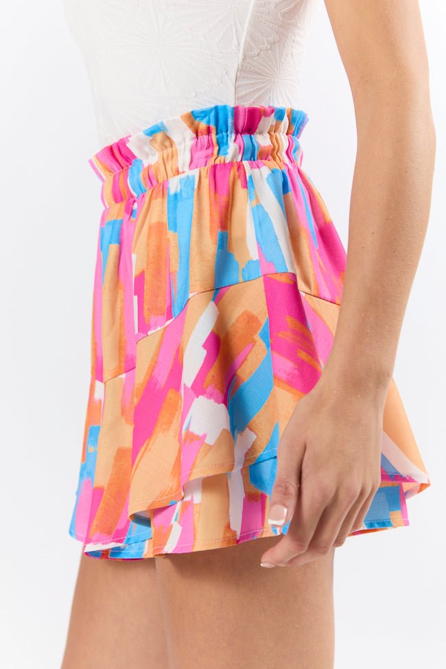 Summer Mirage Multi Print Ruffle Hem Shorts SALE - ShopLorca