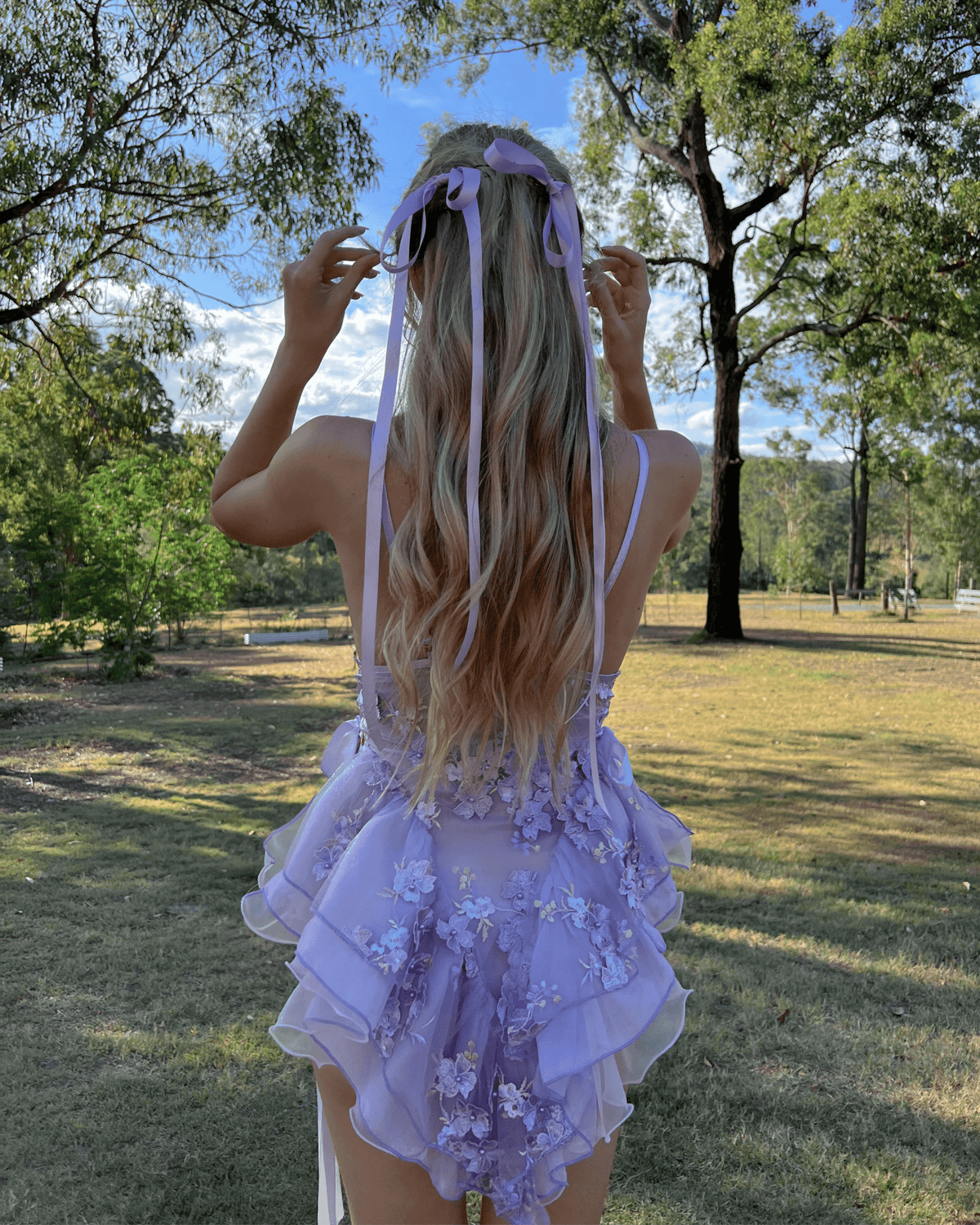 The Fleurette Fairy Silk Mini Dress・Lavender - ShopLorca