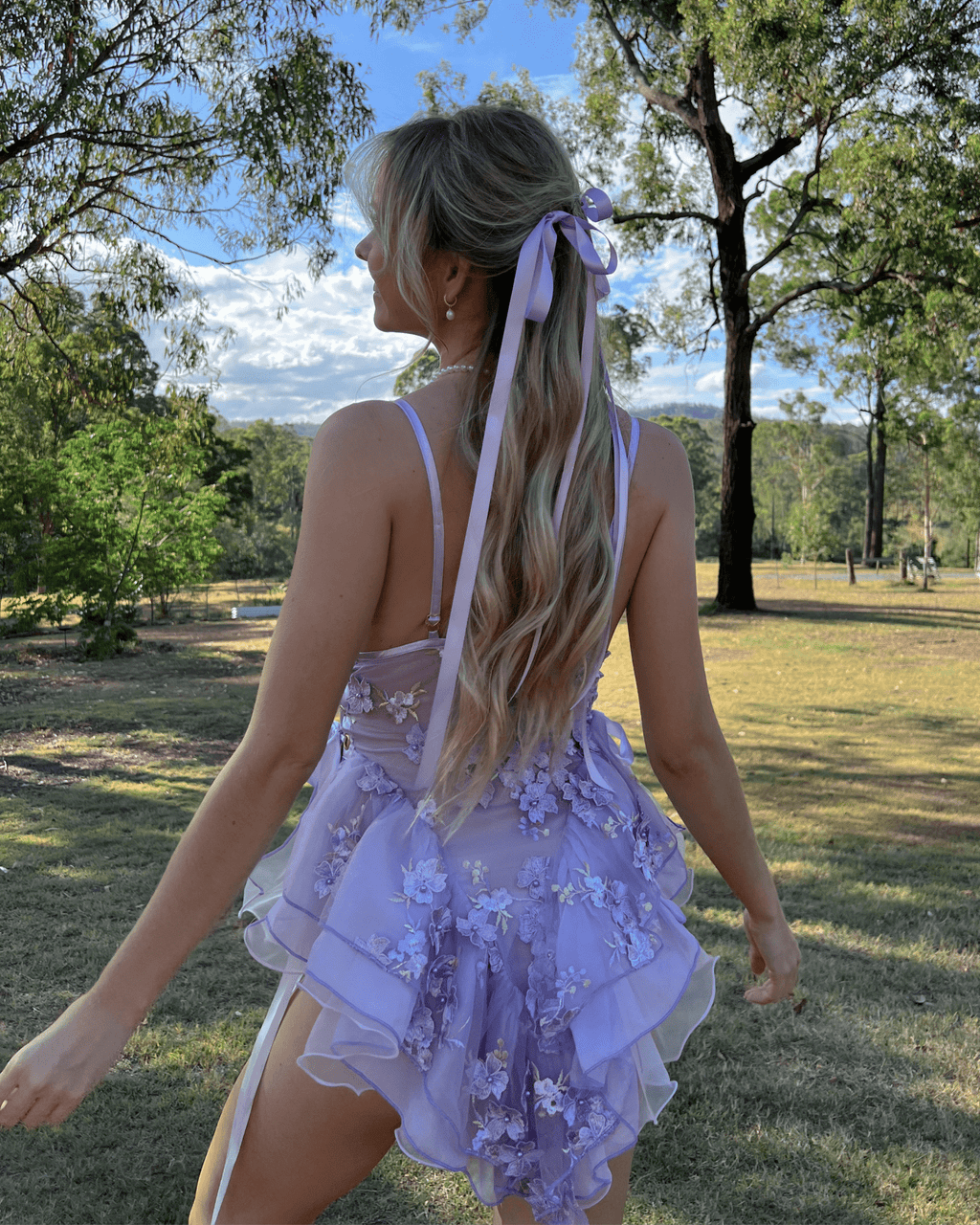 The Fleurette Fairy Silk Mini Dress・Lavender - ShopLorca