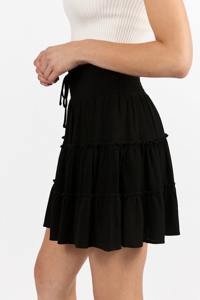 Through The Garden Black Longer Length Solid Mini Skort - ShopLorca