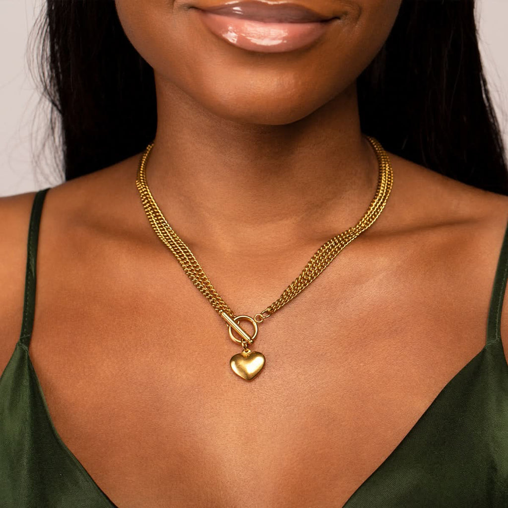 Triple Layer Lustrous Heart Jewelry Set - ShopLorca