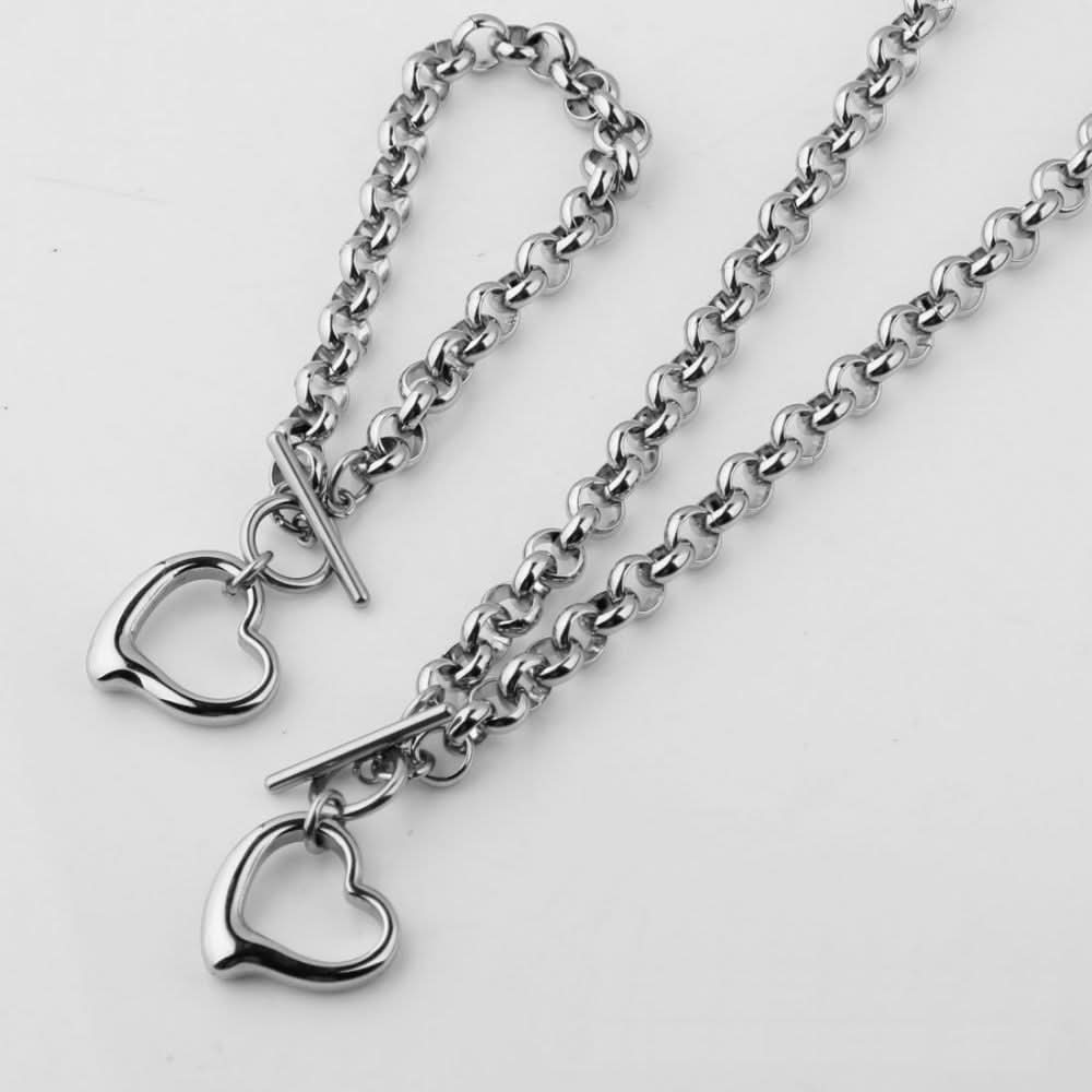 Vintage Toggle Clasp Heart Jewelry Set - ShopLorca