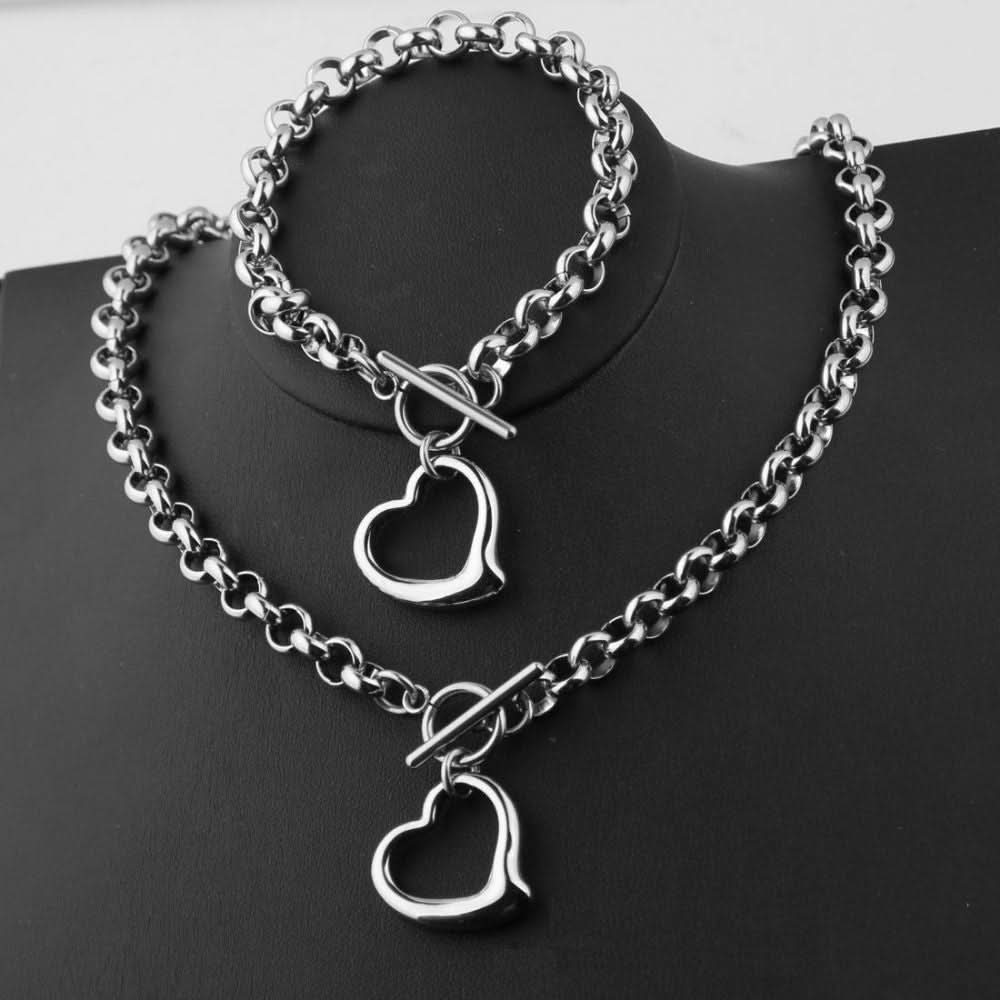 Vintage Toggle Clasp Heart Jewelry Set - ShopLorca